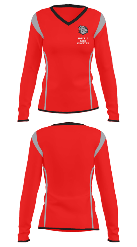 Women's Long Sleeve Vneck Shirt, Kimberly Youth Association, Men's Basketball, Teamtime, Team time, sublimation, custom sports apparel, team uniforms, spirit wear, spiritwear, sports uniforms, custom shirts, team store, custom team store, fundraiser sports, apparel fundraiser