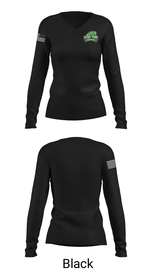 Women's Long Sleeve Vneck Shirt, GAME TIME NATIONAL YOUTH SPORTS, , Teamtime, Team time, sublimation, custom sports apparel, team uniforms, spirit wear, spiritwear, sports uniforms, custom shirts, team store, custom team store, fundraiser sports, apparel fundraiser