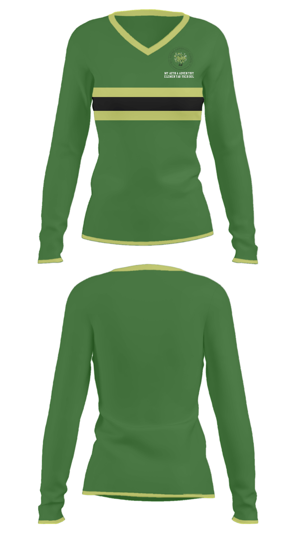 Women's Long Sleeve Vneck Shirt, Mt Aetna Adventist Elementary School, Spirit Store, Teamtime, Team time, sublimation, custom sports apparel, team uniforms, spirit wear, spiritwear, sports uniforms, custom shirts, team store, custom team store, fundraiser sports, apparel fundraiser