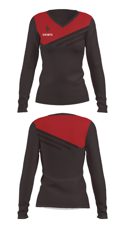 Knights 69369435 Women's Long Sleeve V-neck Shirt - 28