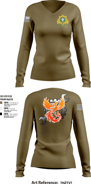 Women's Long Sleeve Vneck Shirt, Phoenix battery, Army, Teamtime, Team time, sublimation, custom sports apparel, team uniforms, spirit wear, spiritwear, sports uniforms, custom shirts, team store, custom team store, fundraiser sports, apparel fundraiser