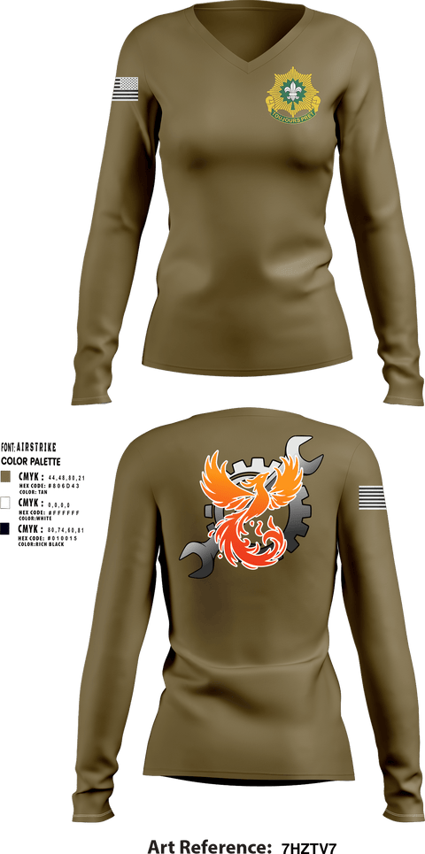 Women's Long Sleeve Vneck Shirt, Phoenix battery, Army, Teamtime, Team time, sublimation, custom sports apparel, team uniforms, spirit wear, spiritwear, sports uniforms, custom shirts, team store, custom team store, fundraiser sports, apparel fundraiser