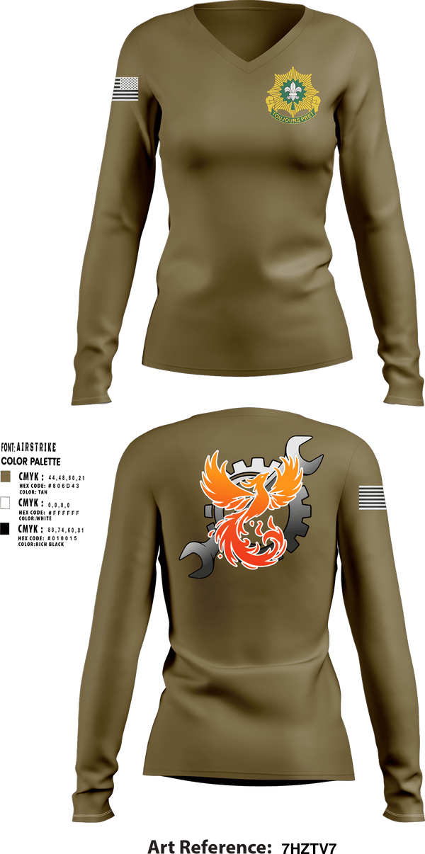 Women's Long Sleeve Vneck Shirt, Phoenix battery, Army, Teamtime, Team time, sublimation, custom sports apparel, team uniforms, spirit wear, spiritwear, sports uniforms, custom shirts, team store, custom team store, fundraiser sports, apparel fundraiser