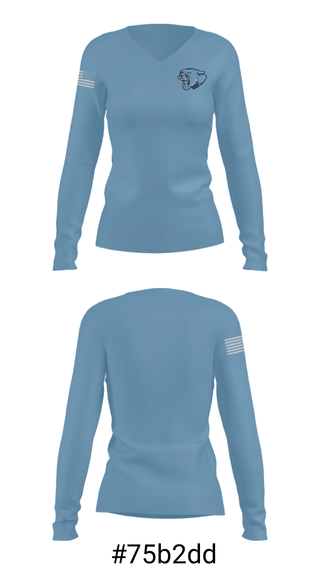 Women's Long Sleeve Vneck Shirt, Crow High School, Spirit Store, Teamtime, Team time, sublimation, custom sports apparel, team uniforms, spirit wear, spiritwear, sports uniforms, custom shirts, team store, custom team store, fundraiser sports, apparel fundraiser