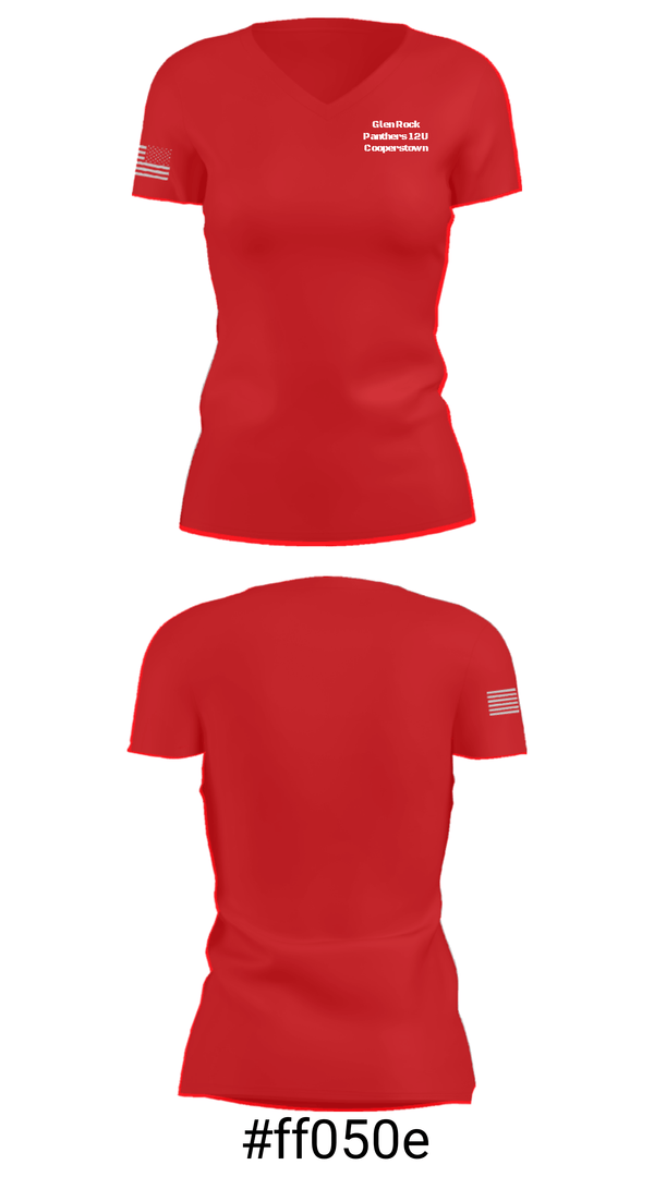 Women's Short Sleeve Vneck Shirt, Glen Rock Panthers 12U Cooperstown, Baseball, Teamtime, Team time, sublimation, custom sports apparel, team uniforms, spirit wear, spiritwear, sports uniforms, custom shirts, team store, custom team store, fundraiser sports, apparel fundraiser