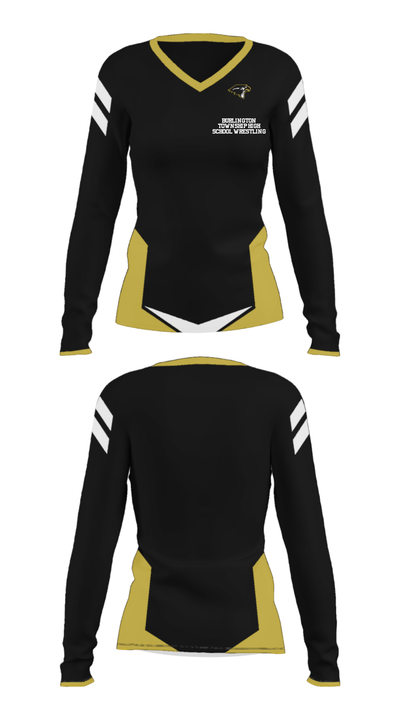 Burlington Township High School Wrestling 96364477 Women's Long Sleeve V-neck Shirt - 31