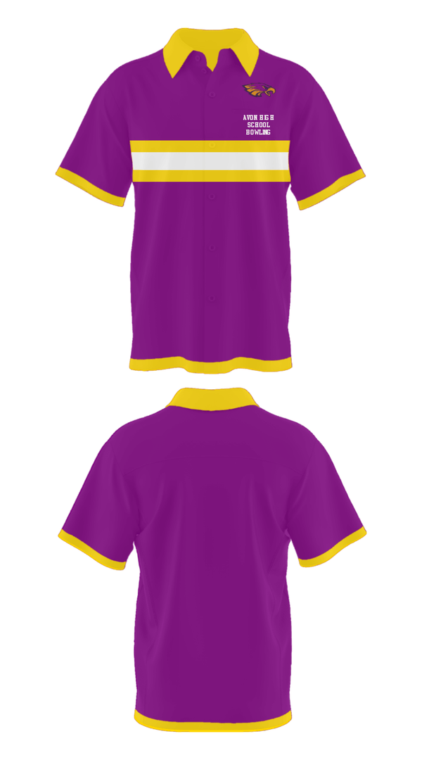 Short Sleeve Bowling Jersey, Avon High School Bowling, Bowling, Teamtime, Team time, sublimation, custom sports apparel, team uniforms, spirit wear, spiritwear, sports uniforms, custom shirts, team store, custom team store, fundraiser sports, apparel fundraiser