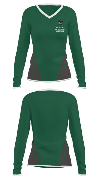 Reynolds High School Wrestling 28265066 Women's Long Sleeve V-neck Shirt - 24