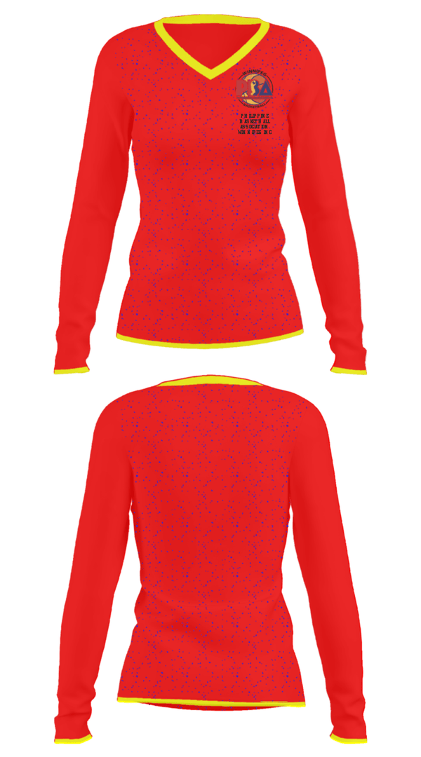Women's Long Sleeve Vneck Shirt, Philippine Basketball Association Winnipeg Inc, Men's Basketball, Teamtime, Team time, sublimation, custom sports apparel, team uniforms, spirit wear, spiritwear, sports uniforms, custom shirts, team store, custom team store, fundraiser sports, apparel fundraiser