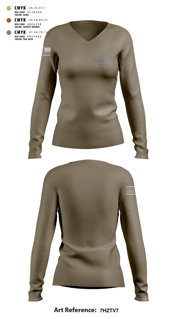 Women's Long Sleeve Vneck Shirt, 2668th TC, National Guard, Teamtime, Team time, sublimation, custom sports apparel, team uniforms, spirit wear, spiritwear, sports uniforms, custom shirts, team store, custom team store, fundraiser sports, apparel fundraiser