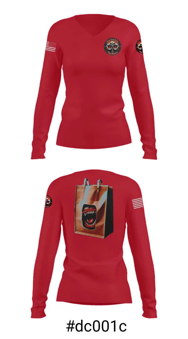 Women's Long Sleeve Vneck Shirt, The A.Z. Bag Eaters, Football, Teamtime, Team time, sublimation, custom sports apparel, team uniforms, spirit wear, spiritwear, sports uniforms, custom shirts, team store, custom team store, fundraiser sports, apparel fundraiser