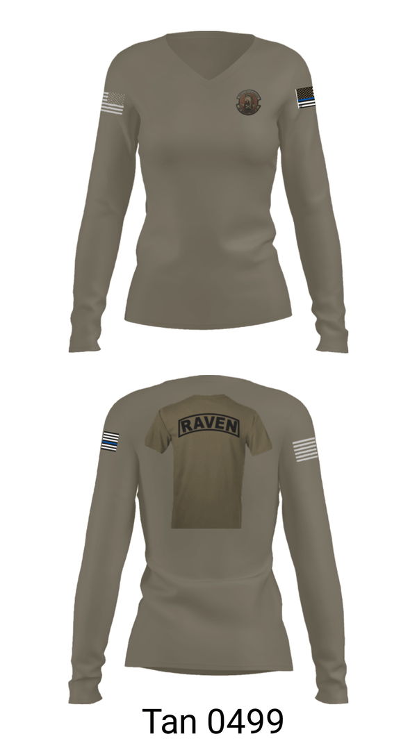 Women's Long Sleeve Vneck Shirt, , Air Force, Teamtime, Team time, sublimation, custom sports apparel, team uniforms, spirit wear, spiritwear, sports uniforms, custom shirts, team store, custom team store, fundraiser sports, apparel fundraiser