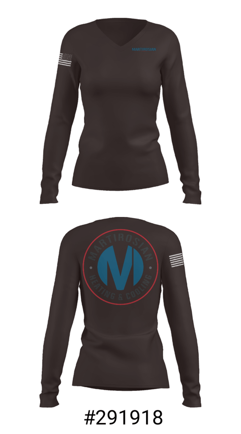 Women's Long Sleeve Vneck Shirt, Martirosian Heating and Cooling, , Teamtime, Team time, sublimation, custom sports apparel, team uniforms, spirit wear, spiritwear, sports uniforms, custom shirts, team store, custom team store, fundraiser sports, apparel fundraiser