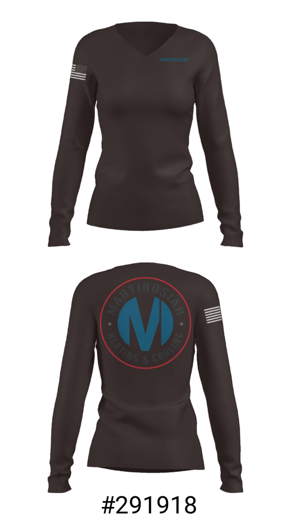 Women's Long Sleeve Vneck Shirt, Martirosian Heating and Cooling, , Teamtime, Team time, sublimation, custom sports apparel, team uniforms, spirit wear, spiritwear, sports uniforms, custom shirts, team store, custom team store, fundraiser sports, apparel fundraiser