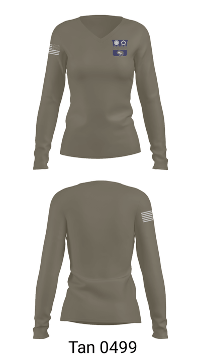 C Co 4th Battalion 17th Infantry, 7th Infantry Division 60203544 Women's Long Sleeve V-neck Shirt - 39