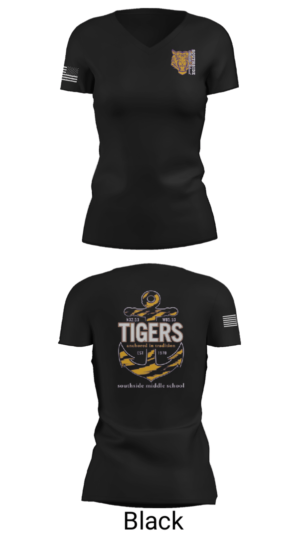 Women's Short Sleeve Vneck Shirt, Southside Middle School, Spirit Store, Teamtime, Team time, sublimation, custom sports apparel, team uniforms, spirit wear, spiritwear, sports uniforms, custom shirts, team store, custom team store, fundraiser sports, apparel fundraiser