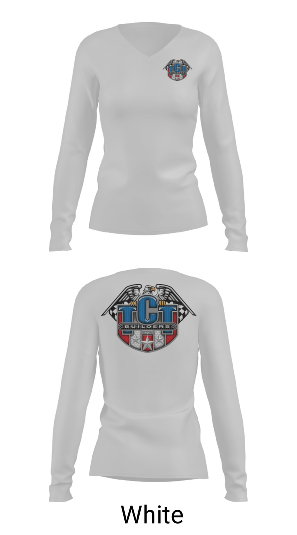 Women's Long Sleeve Vneck Shirt, TCT Builders Inc., , Teamtime, Team time, sublimation, custom sports apparel, team uniforms, spirit wear, spiritwear, sports uniforms, custom shirts, team store, custom team store, fundraiser sports, apparel fundraiser