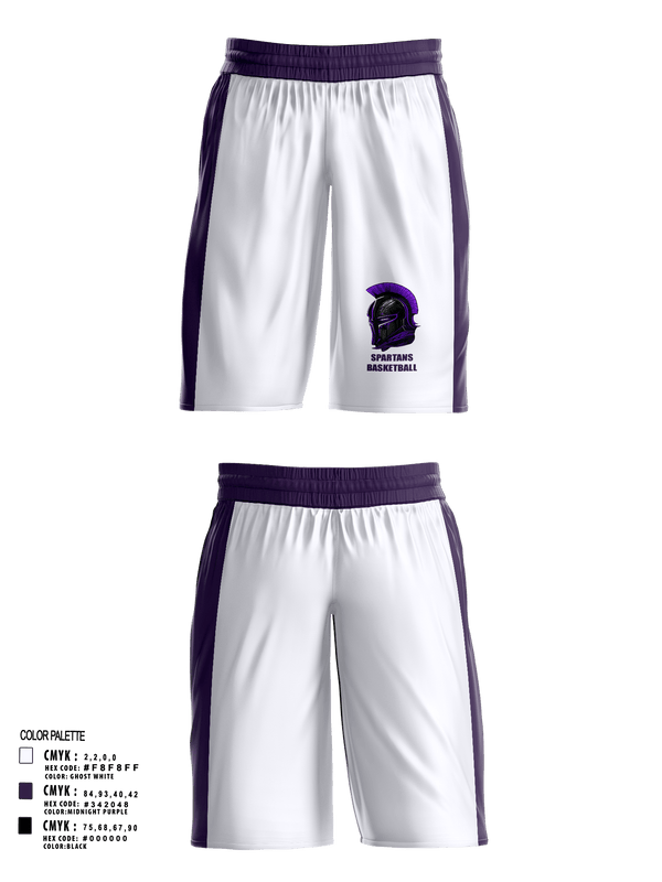 Mens Basketball Shorts, Spartans, Men's Basketball, Teamtime, Team time, sublimation, custom sports apparel, team uniforms, spirit wear, spiritwear, sports uniforms, custom shirts, team store, custom team store, fundraiser sports, apparel fundraiser