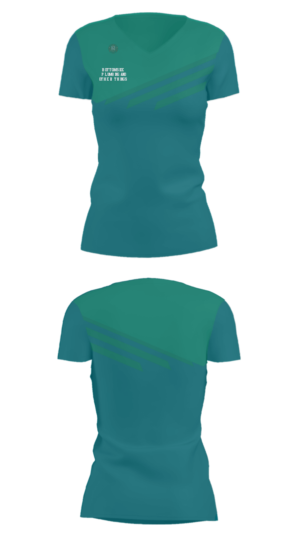 Women's Short Sleeve Vneck Shirt, Bottom Side Plumbing and other things, , Teamtime, Team time, sublimation, custom sports apparel, team uniforms, spirit wear, spiritwear, sports uniforms, custom shirts, team store, custom team store, fundraiser sports, apparel fundraiser