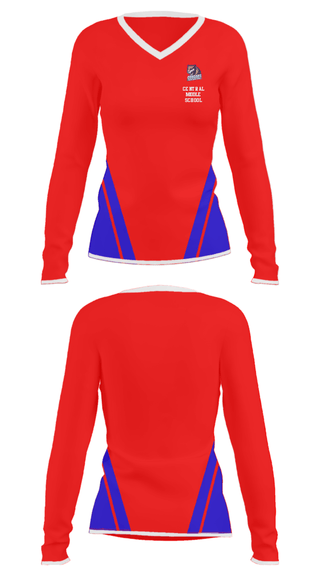 Women's Long Sleeve Vneck Shirt, Central Middle School, Spirit Store, Teamtime, Team time, sublimation, custom sports apparel, team uniforms, spirit wear, spiritwear, sports uniforms, custom shirts, team store, custom team store, fundraiser sports, apparel fundraiser
