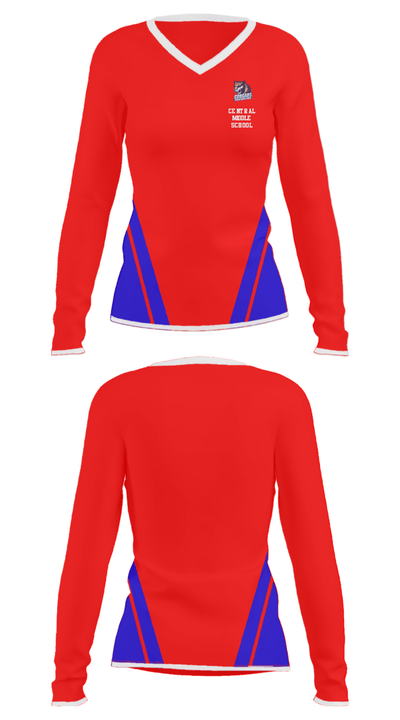 Central Middle School 39275107 Women's Long Sleeve V-neck Shirt - 25