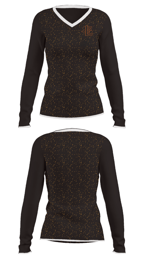 Women's Long Sleeve Vneck Shirt, SLP High School Gymnastics, Spirit Store, Teamtime, Team time, sublimation, custom sports apparel, team uniforms, spirit wear, spiritwear, sports uniforms, custom shirts, team store, custom team store, fundraiser sports, apparel fundraiser