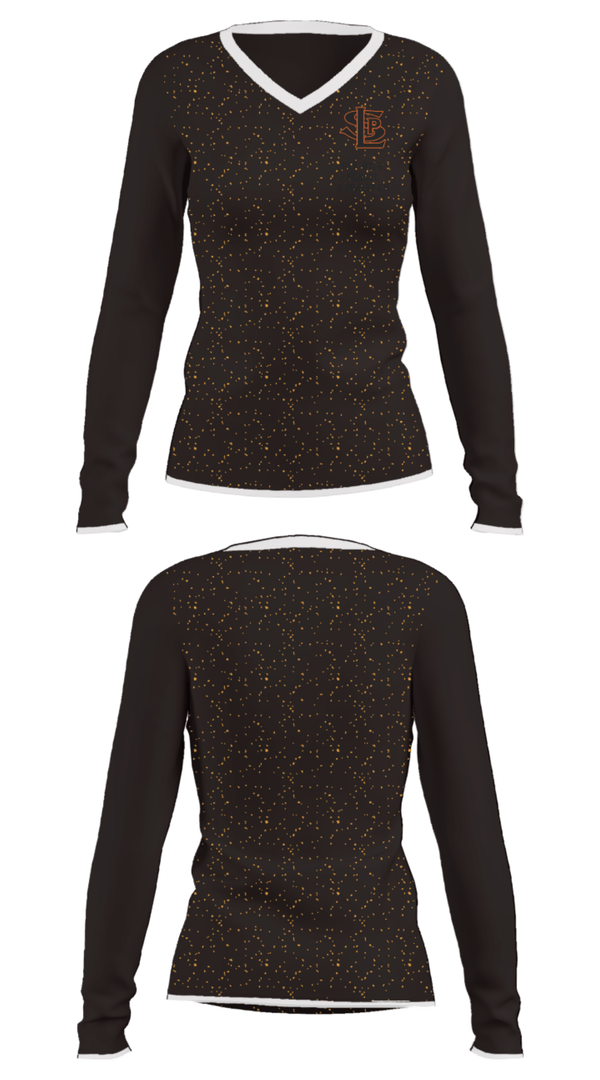 Women's Long Sleeve Vneck Shirt, SLP High School Gymnastics, Spirit Store, Teamtime, Team time, sublimation, custom sports apparel, team uniforms, spirit wear, spiritwear, sports uniforms, custom shirts, team store, custom team store, fundraiser sports, apparel fundraiser