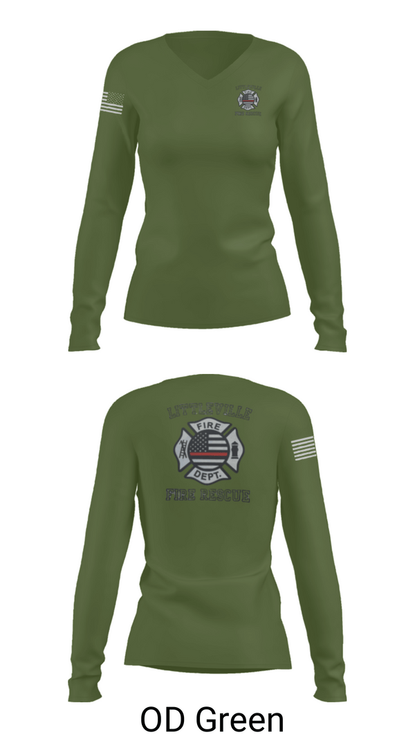 Women's Long Sleeve Vneck Shirt, Littleville Fire & Rescue, Fire Department, Teamtime, Team time, sublimation, custom sports apparel, team uniforms, spirit wear, spiritwear, sports uniforms, custom shirts, team store, custom team store, fundraiser sports, apparel fundraiser