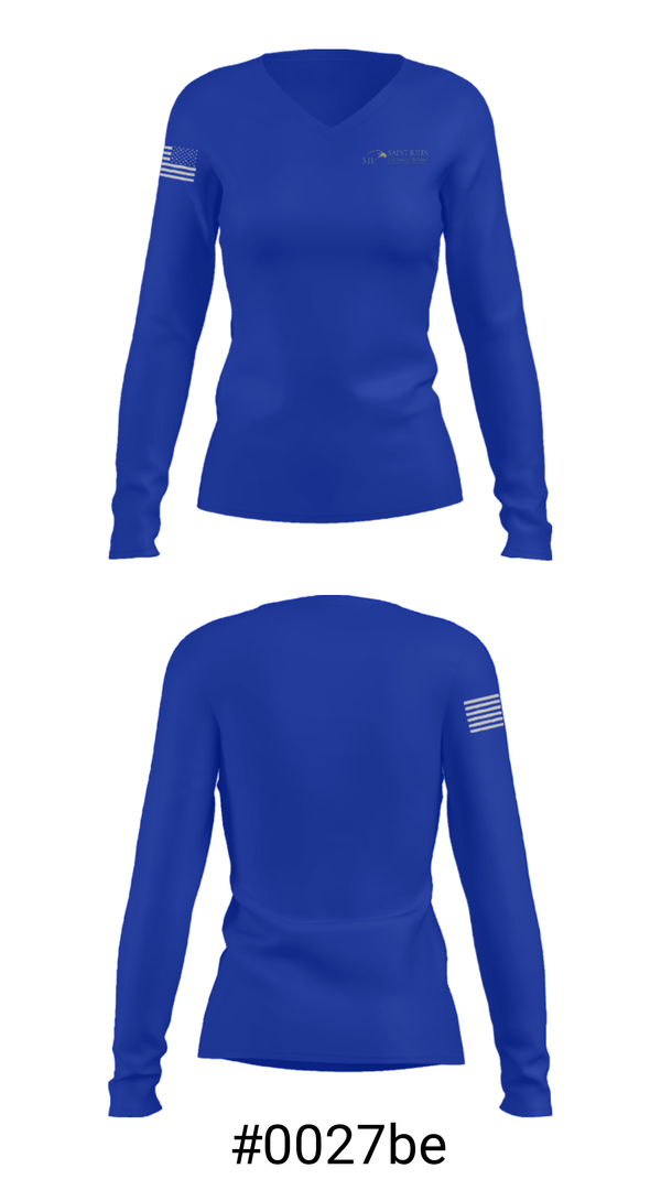 Women's Long Sleeve Vneck Shirt, St John Lutheran School, Spirit Store, Teamtime, Team time, sublimation, custom sports apparel, team uniforms, spirit wear, spiritwear, sports uniforms, custom shirts, team store, custom team store, fundraiser sports, apparel fundraiser