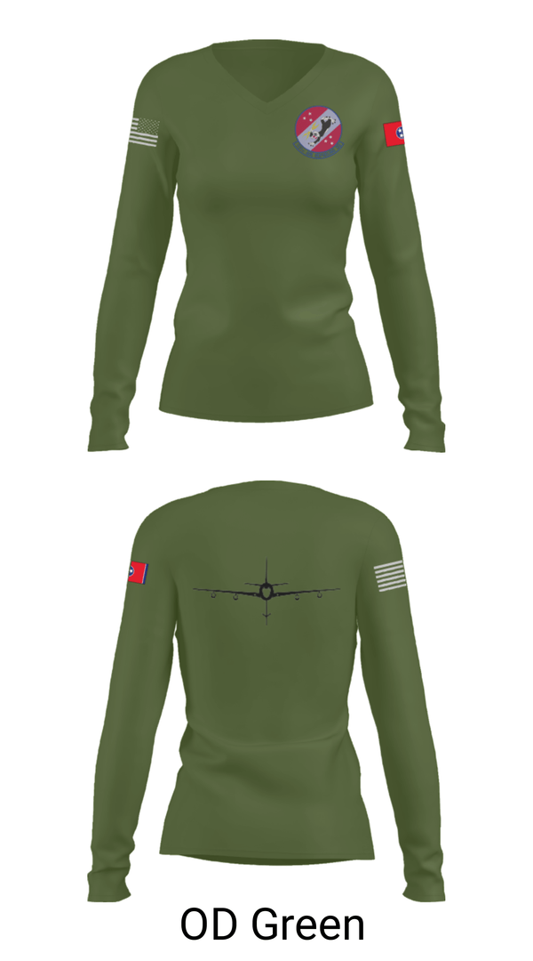 Women's Long Sleeve Vneck Shirt, 151st Air Refueling Squadron, Air Force, Teamtime, Team time, sublimation, custom sports apparel, team uniforms, spirit wear, spiritwear, sports uniforms, custom shirts, team store, custom team store, fundraiser sports, apparel fundraiser