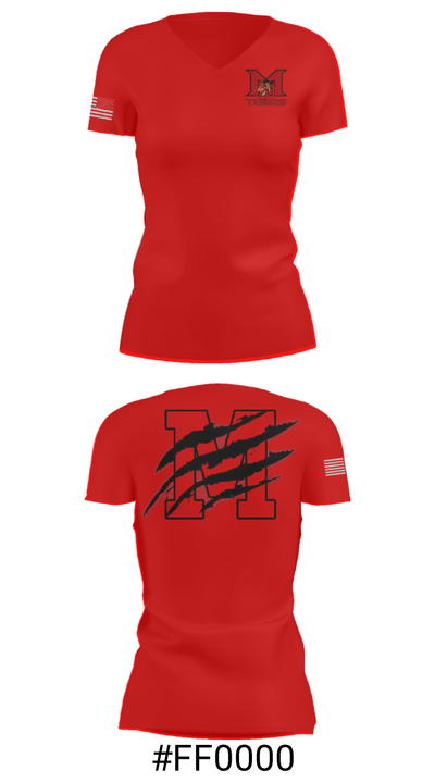 Mansfield High School Basketball 93945191 Women's Short Sleeve V-neck Shirt - 21