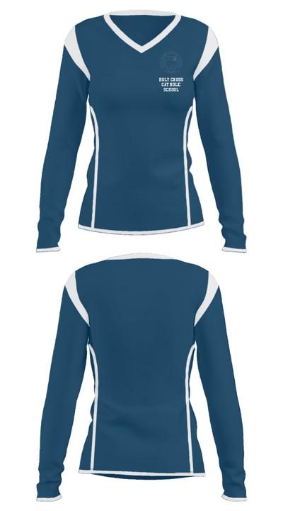 Holy Cross Catholic School 15261951 Women's Long Sleeve V-neck Shirt - 33