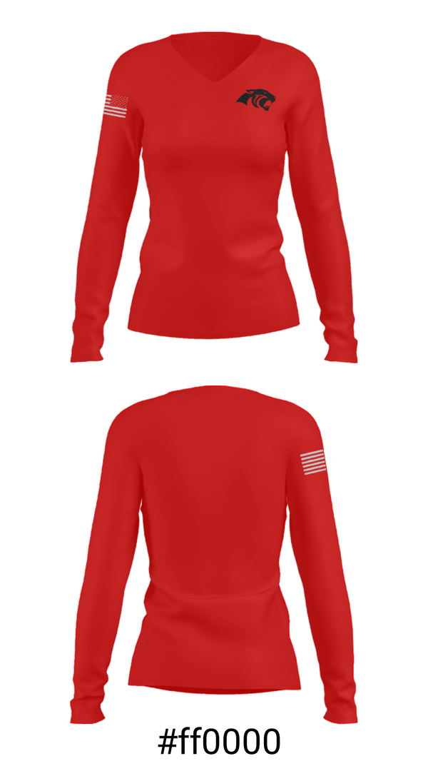 Women's Long Sleeve Vneck Shirt, Cabot High School Wrestling, Wrestling, Teamtime, Team time, sublimation, custom sports apparel, team uniforms, spirit wear, spiritwear, sports uniforms, custom shirts, team store, custom team store, fundraiser sports, apparel fundraiser