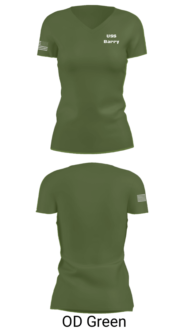 Women's Short Sleeve Vneck Shirt, USS Barry, Navy, Teamtime, Team time, sublimation, custom sports apparel, team uniforms, spirit wear, spiritwear, sports uniforms, custom shirts, team store, custom team store, fundraiser sports, apparel fundraiser
