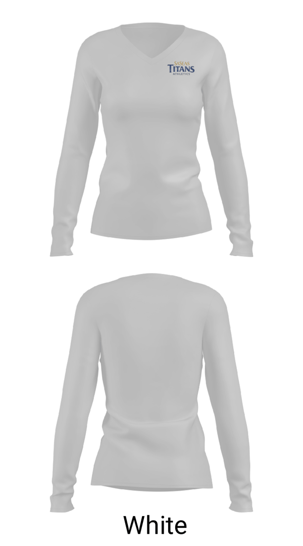 Women's Long Sleeve Vneck Shirt, Saseas Titans Athletics, Spirit Store, Teamtime, Team time, sublimation, custom sports apparel, team uniforms, spirit wear, spiritwear, sports uniforms, custom shirts, team store, custom team store, fundraiser sports, apparel fundraiser