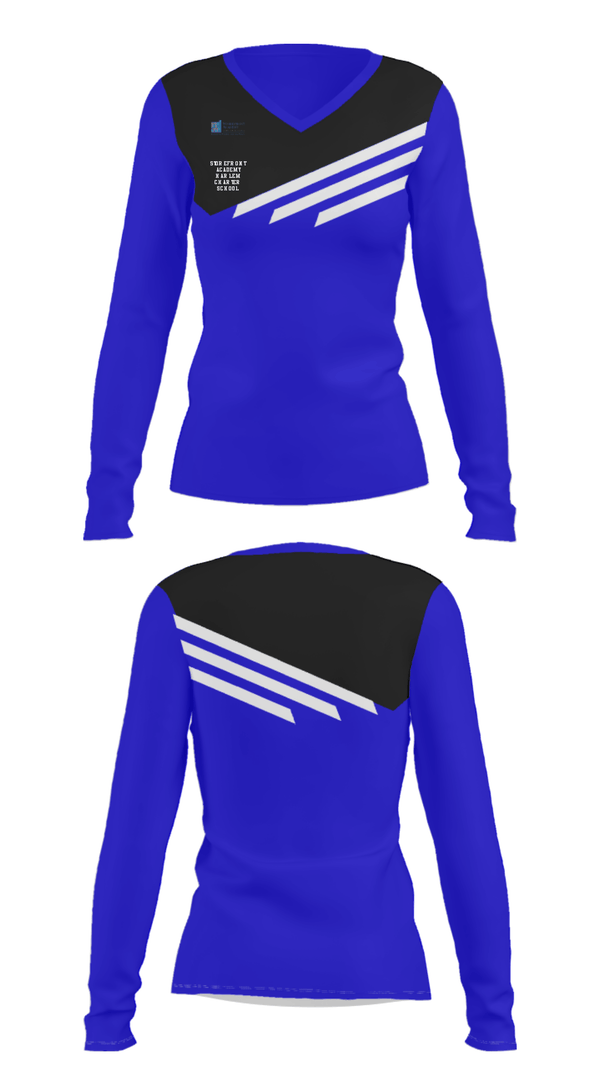 Women's Long Sleeve Vneck Shirt, Storefront Academy Harlem Charter School, Spirit Store, Teamtime, Team time, sublimation, custom sports apparel, team uniforms, spirit wear, spiritwear, sports uniforms, custom shirts, team store, custom team store, fundraiser sports, apparel fundraiser
