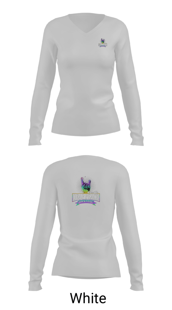 Women's Long Sleeve Vneck Shirt, DeafPeaceRockVlog, , Teamtime, Team time, sublimation, custom sports apparel, team uniforms, spirit wear, spiritwear, sports uniforms, custom shirts, team store, custom team store, fundraiser sports, apparel fundraiser