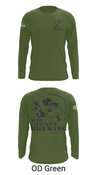 Long Sleeve Performance Shirt, Bad Chicken Brewing, Army, Teamtime, Team time, sublimation, custom sports apparel, team uniforms, spirit wear, spiritwear, sports uniforms, custom shirts, team store, custom team store, fundraiser sports, apparel fundraiser