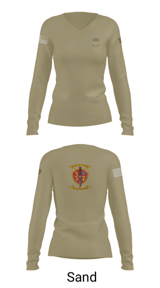 Women's Long Sleeve Vneck Shirt, 3rd. Battalion 7th. Marines, Marines, Teamtime, Team time, sublimation, custom sports apparel, team uniforms, spirit wear, spiritwear, sports uniforms, custom shirts, team store, custom team store, fundraiser sports, apparel fundraiser