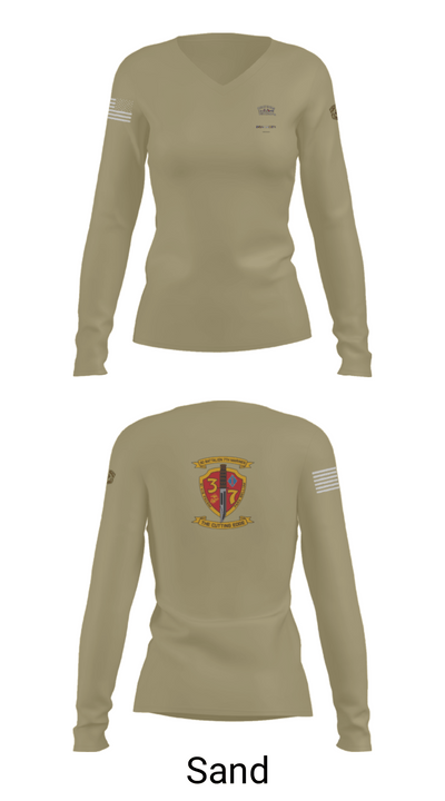 3rd. Battalion 7th. Marines 15768807 Women's Long Sleeve V-neck Shirt - 47