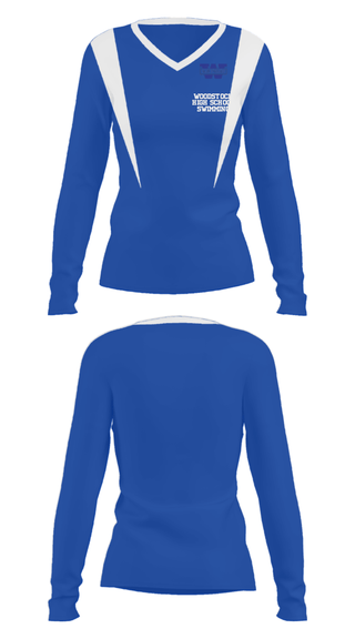 Women's Long Sleeve Vneck Shirt, Woodstock High School Swimming, Swimming, Teamtime, Team time, sublimation, custom sports apparel, team uniforms, spirit wear, spiritwear, sports uniforms, custom shirts, team store, custom team store, fundraiser sports, apparel fundraiser