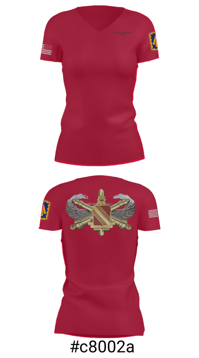 2-44 Air Defense Artillery Regiment 13491150 Women's Short Sleeve V-neck Shirt - 4