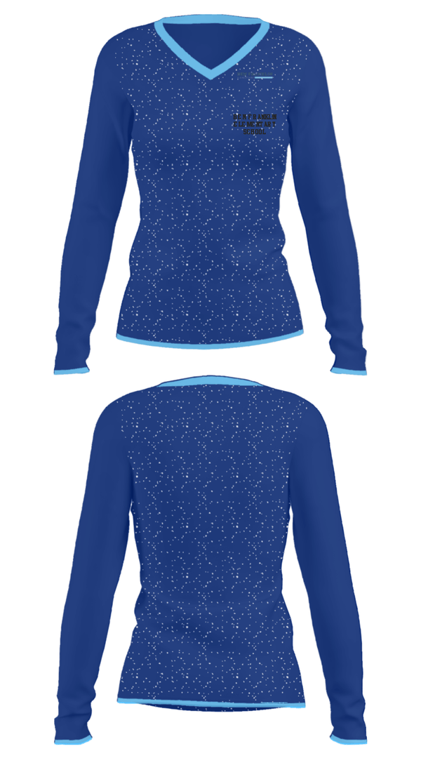 Women's Long Sleeve Vneck Shirt, Ben Franklin Elementary School, Spirit Store, Teamtime, Team time, sublimation, custom sports apparel, team uniforms, spirit wear, spiritwear, sports uniforms, custom shirts, team store, custom team store, fundraiser sports, apparel fundraiser