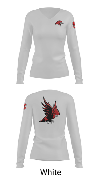 Women's Long Sleeve Vneck Shirt, Saranac Youth Wrestling Club - Redhawks, Wrestling, Teamtime, Team time, sublimation, custom sports apparel, team uniforms, spirit wear, spiritwear, sports uniforms, custom shirts, team store, custom team store, fundraiser sports, apparel fundraiser
