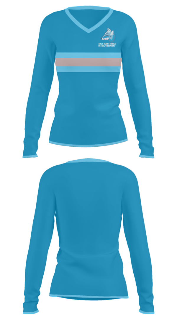 Women's Long Sleeve Vneck Shirt, Hal E Clark Middle School Wrestling, Wrestling, Teamtime, Team time, sublimation, custom sports apparel, team uniforms, spirit wear, spiritwear, sports uniforms, custom shirts, team store, custom team store, fundraiser sports, apparel fundraiser