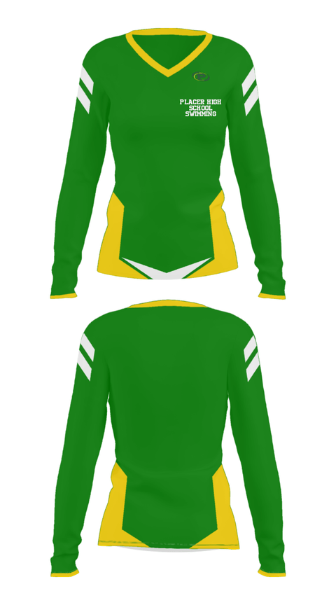 Women's Long Sleeve Vneck Shirt, Placer High School Swimming, Swimming, Teamtime, Team time, sublimation, custom sports apparel, team uniforms, spirit wear, spiritwear, sports uniforms, custom shirts, team store, custom team store, fundraiser sports, apparel fundraiser