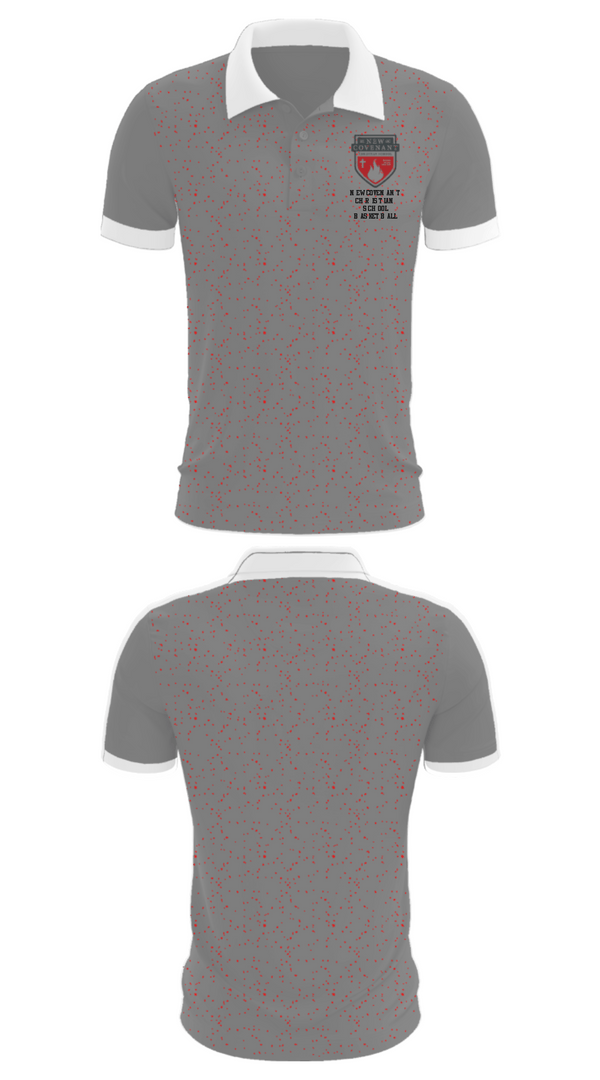 Short Sleeve Performance Polo, New Covenant Christian School Basketball, Men's Basketball, Teamtime, Team time, sublimation, custom sports apparel, team uniforms, spirit wear, spiritwear, sports uniforms, custom shirts, team store, custom team store, fundraiser sports, apparel fundraiser