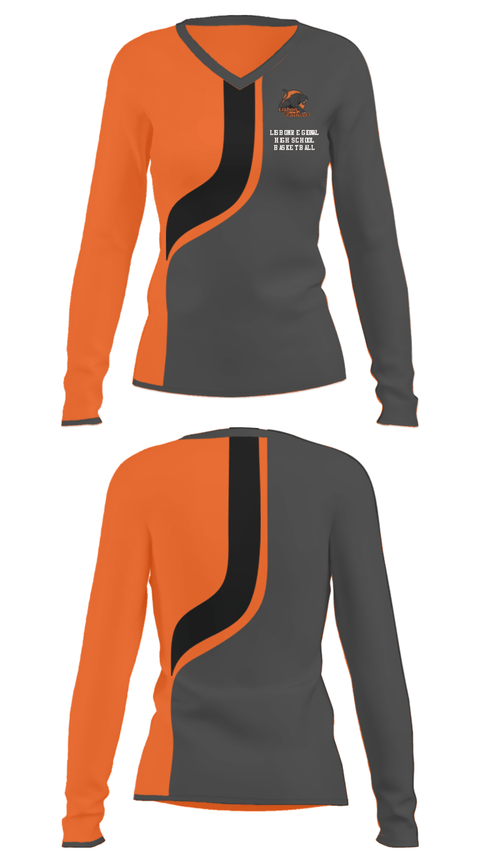 Women's Long Sleeve Vneck Shirt, Lisbon Regional High School Basketball, Men's Basketball, Teamtime, Team time, sublimation, custom sports apparel, team uniforms, spirit wear, spiritwear, sports uniforms, custom shirts, team store, custom team store, fundraiser sports, apparel fundraiser