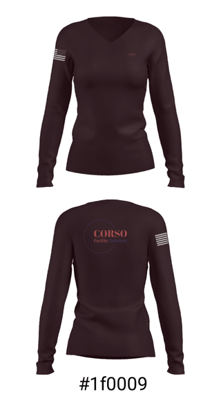 Women's Long Sleeve Vneck Shirt, Corso Air Services, , Teamtime, Team time, sublimation, custom sports apparel, team uniforms, spirit wear, spiritwear, sports uniforms, custom shirts, team store, custom team store, fundraiser sports, apparel fundraiser