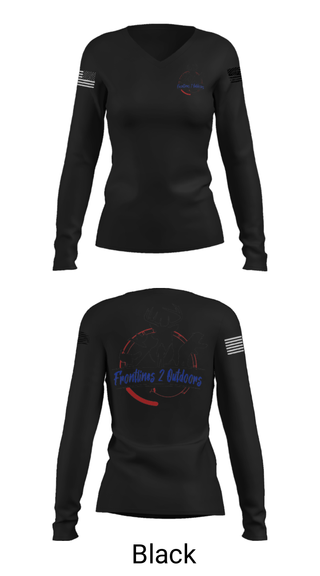 Women's Long Sleeve Vneck Shirt, Frontlines 2 Outdoors (F2O), , Teamtime, Team time, sublimation, custom sports apparel, team uniforms, spirit wear, spiritwear, sports uniforms, custom shirts, team store, custom team store, fundraiser sports, apparel fundraiser